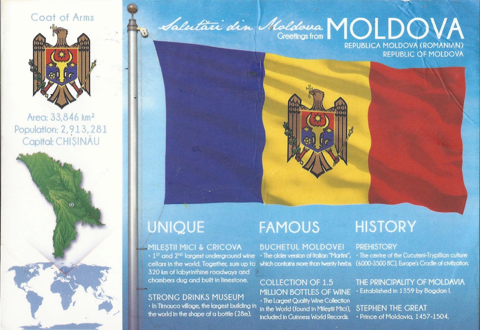 A Journey of Postcards Flags of the World Moldova