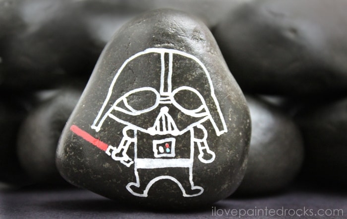 how to draw darth vader rock painting idea