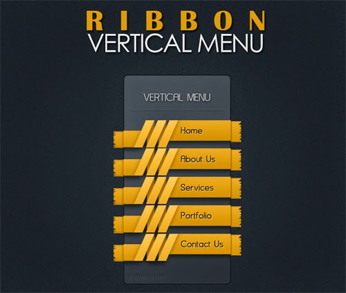 Free PSD Vertical Menu With A Ribbon