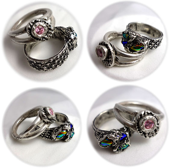 PMC rings, Zorana art, silver rings