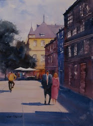 scene bonn street watercolor oberst germany painting jim pedestrian watercolors urban areas showing many