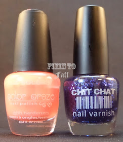 Neon Coral Purple Glitter Gradient Butterflies Nail Art