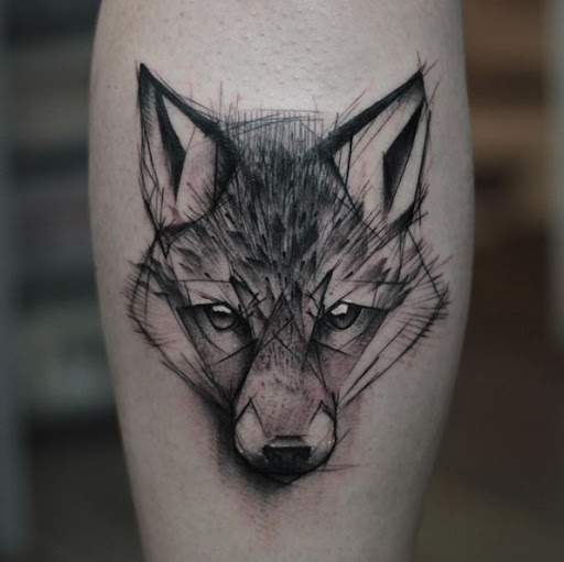 Este esboço estilo lobo tatuagem