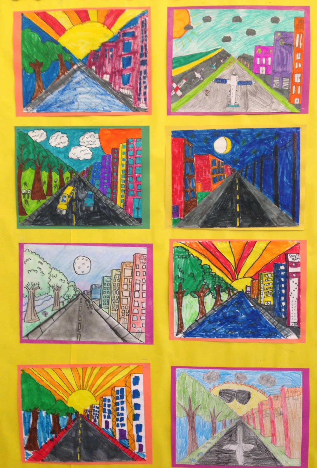 One Point Perspective Art Project - Grade 4