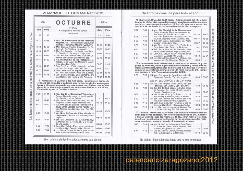 calendario zaragozano 2012