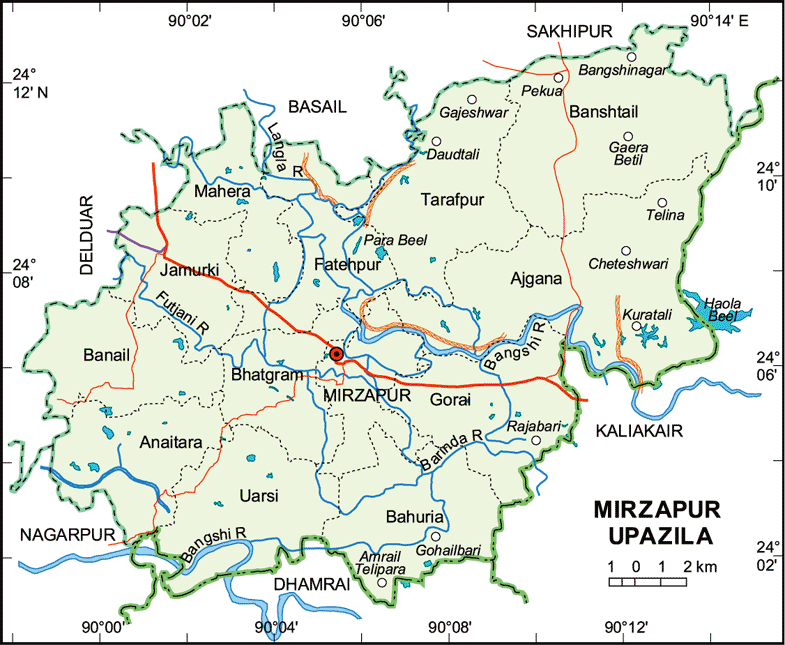 Mirzapur Upazila Map Tangail District Bangladesh