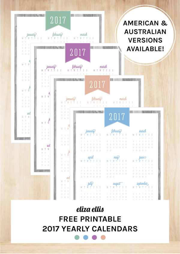 Free Printable 2017 Home Organizer Calendars & Covers by Eliza Ellis - Updating my immensely popular planners for 2017 including Home Organizer Covers, Year to a Page Calendars, Month to a Page Calendars, Week to a Page Diary and Day to a Page Diary. Available in both American and Australian/UK versions.