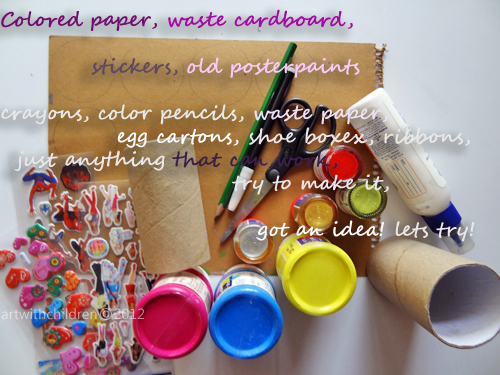 Recycled or green crafts for children : Re - use stuff at home