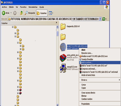 Compactar archivos en volúmenes