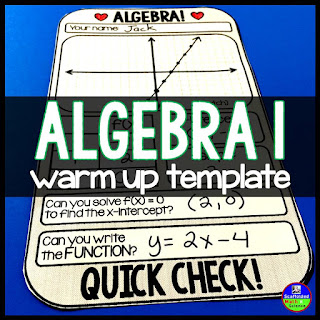Algebra 1 Warm up template