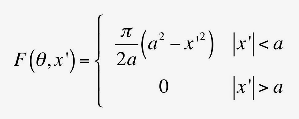 A mathematical equation for the projection, in an example of tomography.