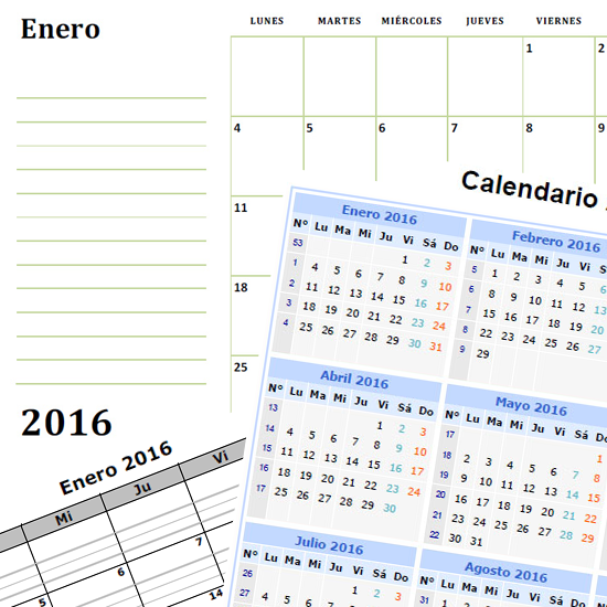 Calendarios 2016 Editables con Word Office y en PDF