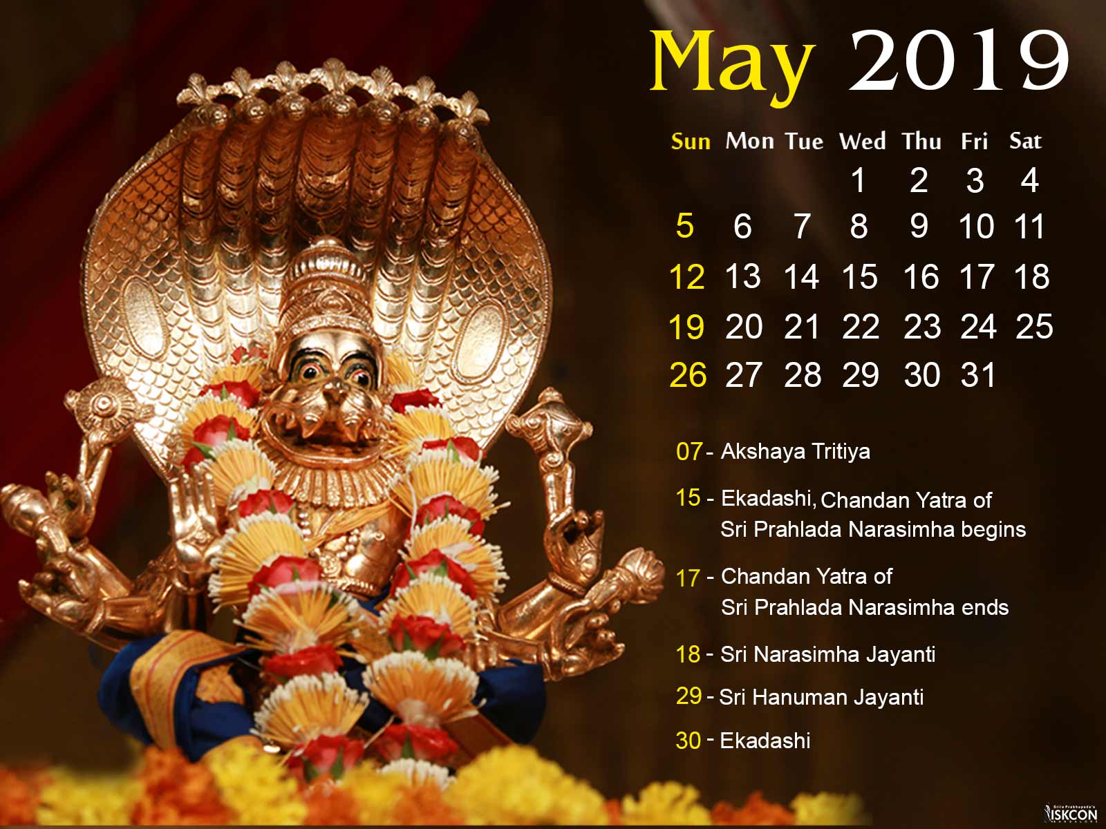 krishna1008 Vaishnava Calendar May 2019 krishna1008 Vaishnava Calendar May 2019