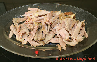  Restos de carne de pato con una guarnición agridulce 