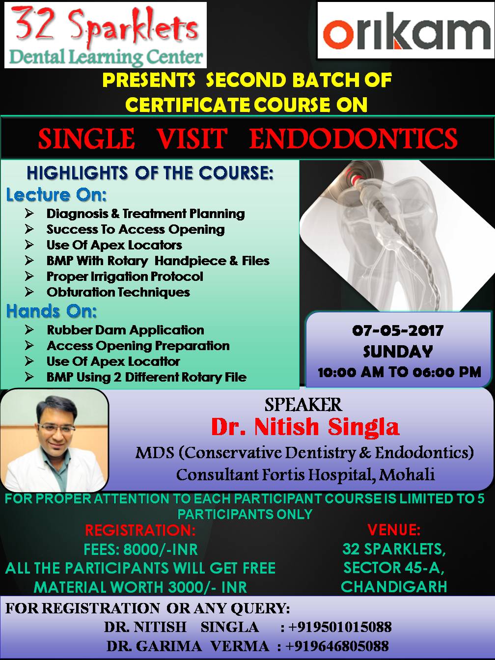 Dental Dreamz Single Visit Rotary Endodontics Course In Chandigarh
