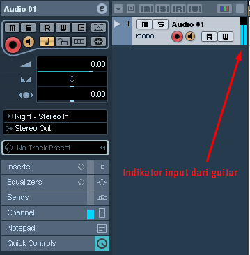 indikator input dari guitar