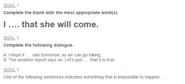 Contoh Soal Hope and Wish