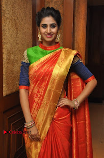 Actress Model Shamili (Varshini Sounderajan) Stills in Beautiful Silk Saree at 'Love For Handloom' Collection Fashion Show  0019