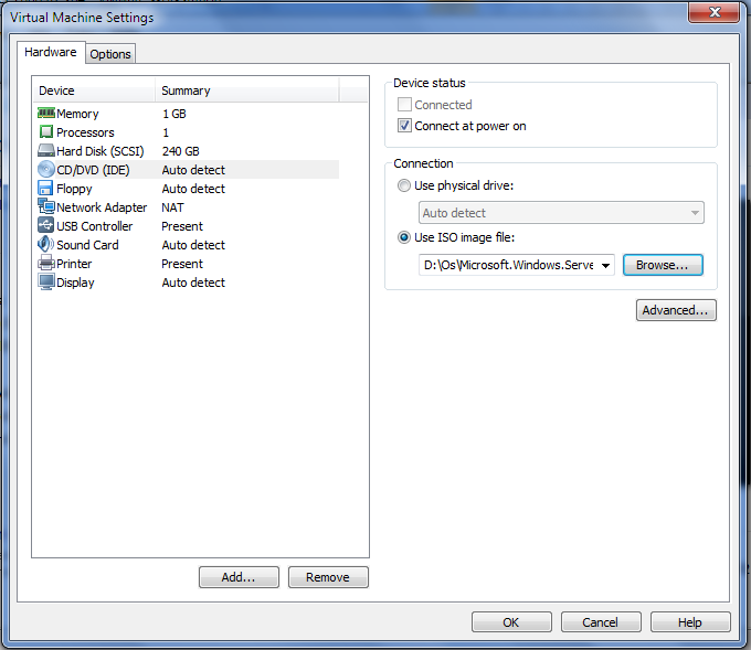 Опции устройства. Виртуальная машина Windows 2008\. ISO диск для виртуал бокс. VCENTER 8. Installing Windows developer Preview.