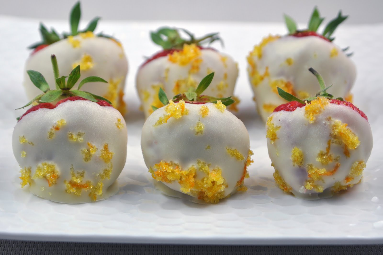 Impeccable Taste White Chocolate Dipped Strawberries with Citrus Sugar