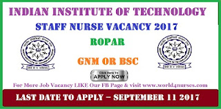 Indian Institute of Technology Ropar Staff Nurse government  job Vacancy