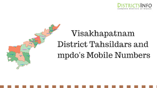 Visakhapatnam District Tahsildars and mpdo's Mobile Numbers
