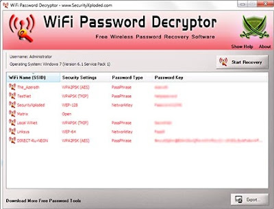 برنامج لفك شفرة باسورد الواي فاي للكمبيوتر ويندوز 10,8,7 مجانا WiFi Password Decryptor