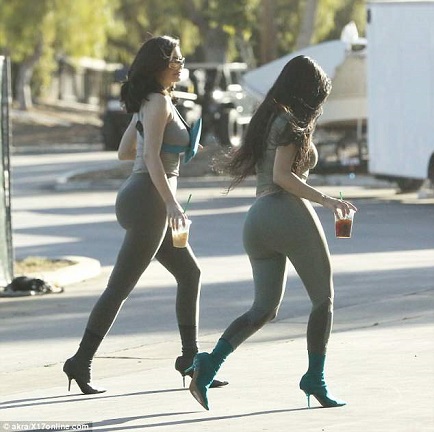 Kim Kardashian & Kylie Jenner Puts Their Captivating Figures On Display In Skintight Outfits 