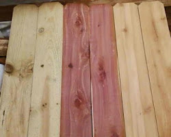 Wood Options, Treated Pine, Eastern Cedar, Western Cedar(left to right)