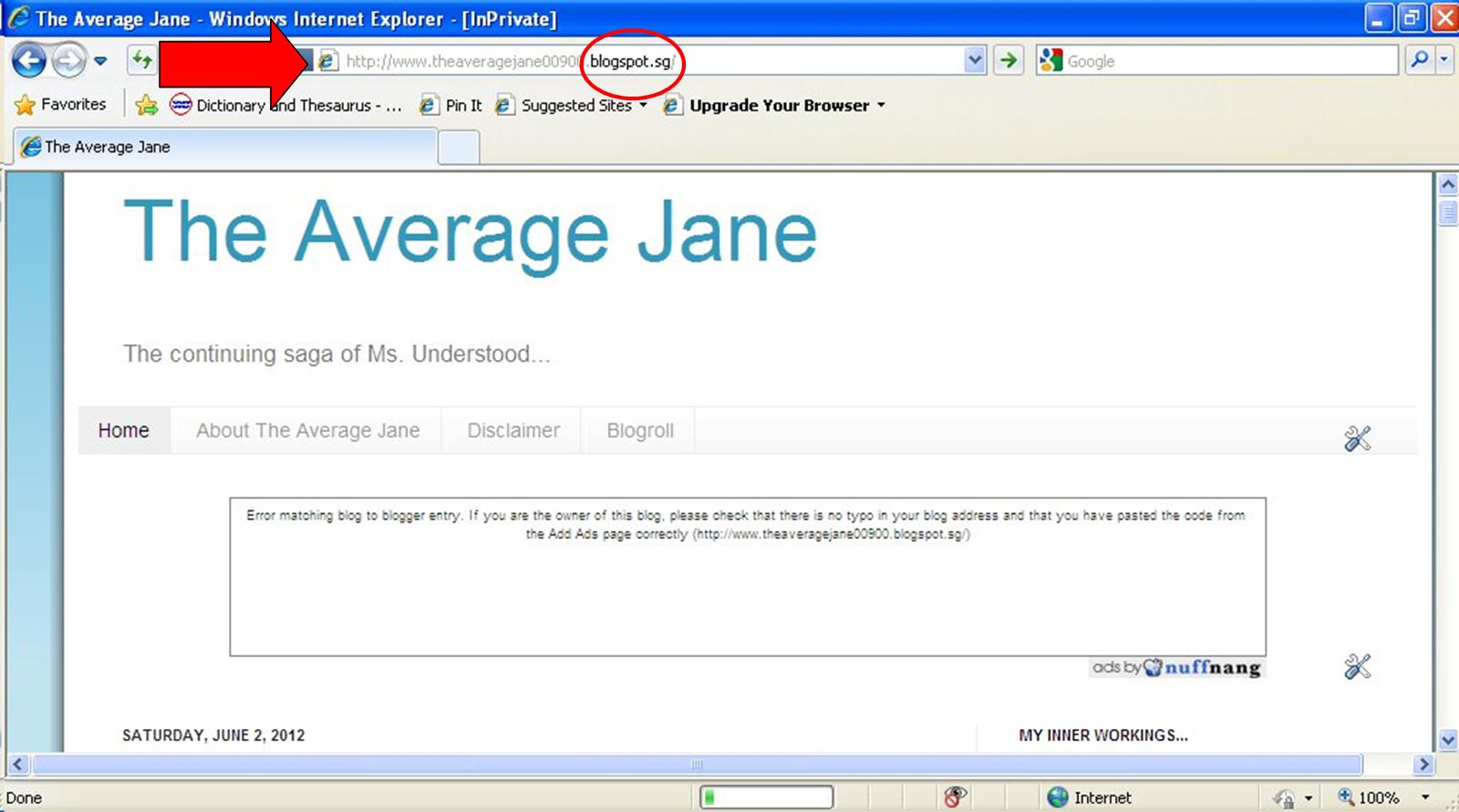 The Average Jane: Help! Why Does my Blog Address Read .sg Instead of