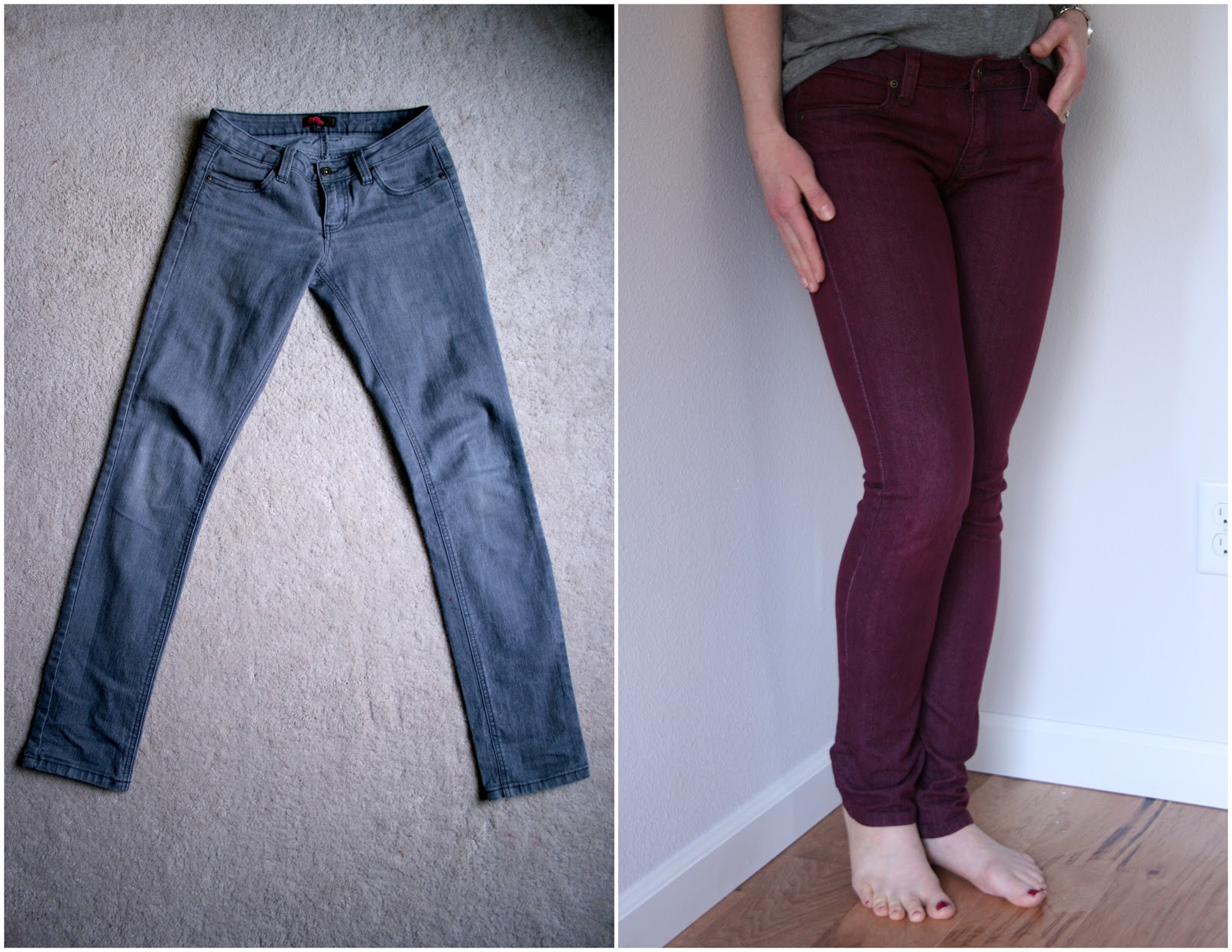 Totally successful: Burgundy dyed jeans project / Create / Enjoy