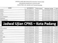 Jadwal dan Nama Peserta UJIAN CAT CPNS 2018 - Kota Padang, Download Disini !!!