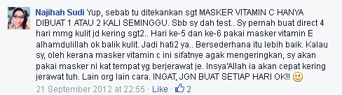 Testimoni Masker Vitamin C SR Shaklee