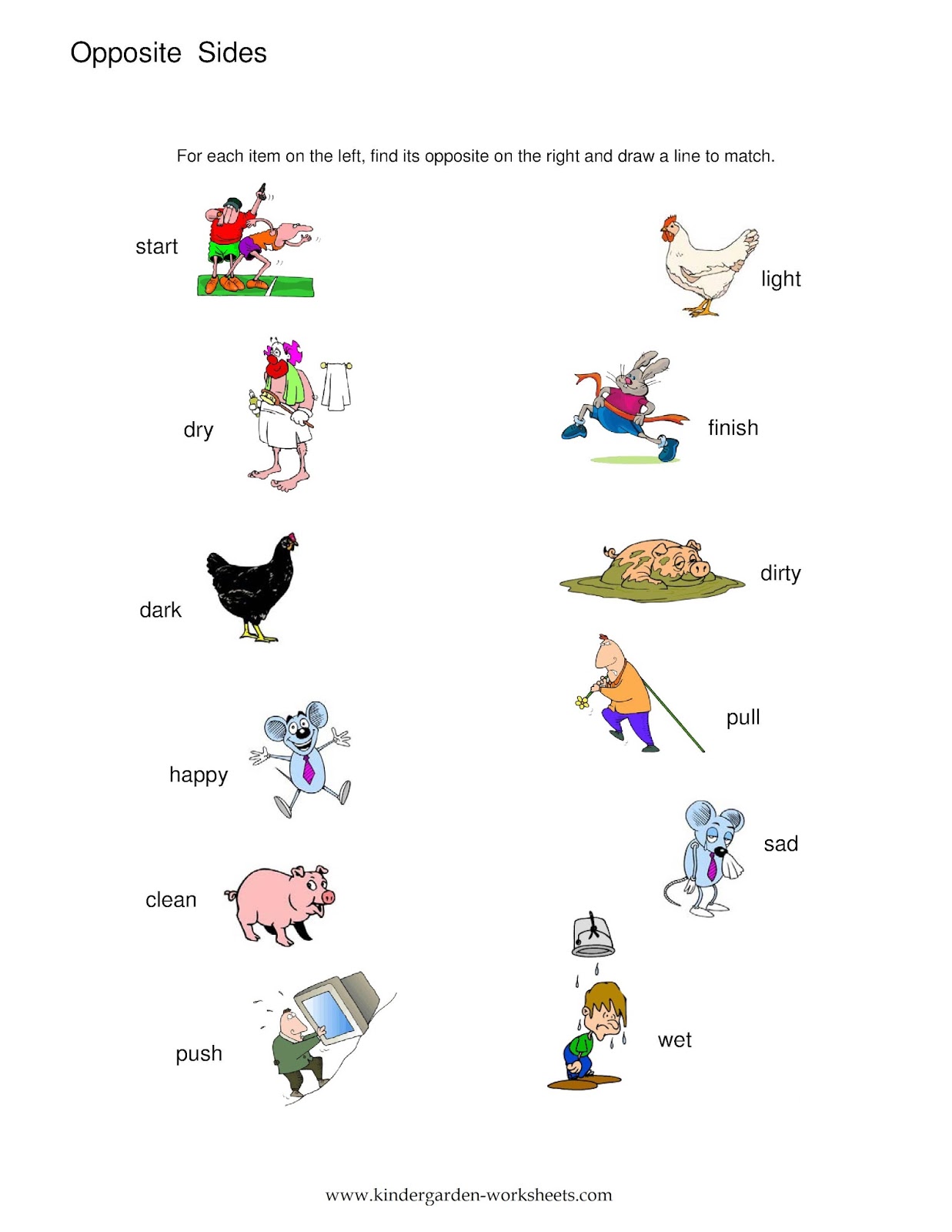 Kindergarten Worksheets: Kindergarten Worksheets- Opposite Words