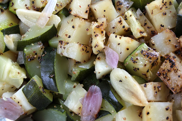 Make this delicious potato and zucchini side dish in minutes on a hot grill! Perfect for using up garden extras.