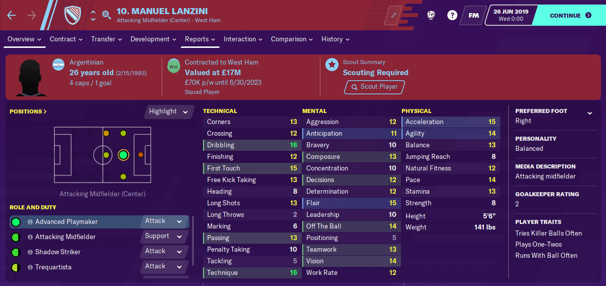 Top 5 Loan Players in FM20 Manuel Lanzini