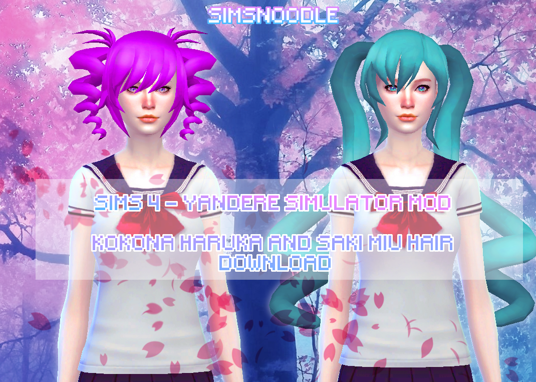 Sims 4 Mod Yandere Simulator - Kokona Haruka Hair - Saki Miyu Hair DOWNLOAD...