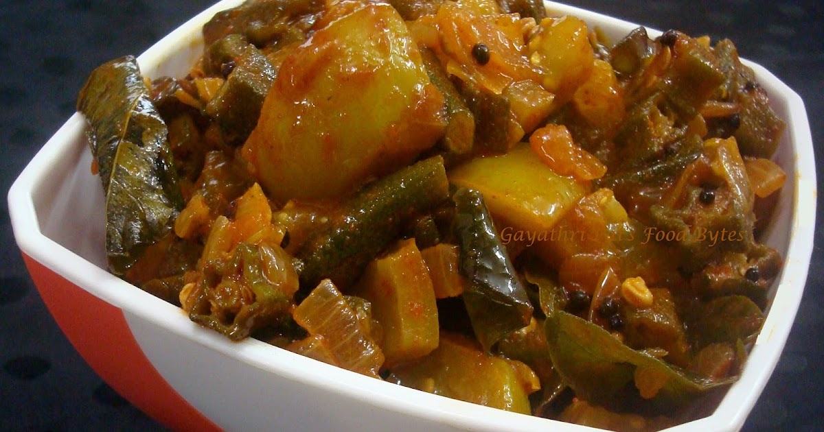Gayathri Pai's Food Bytes Bhendi Raw Tomato Onion Spicy Bhaji.