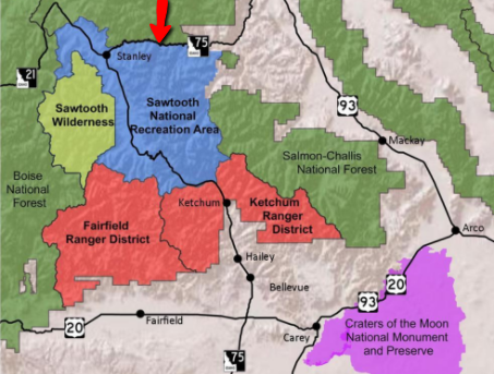 Sawtooth National Forest Map Old Sawmill Station: Usfs/Blm