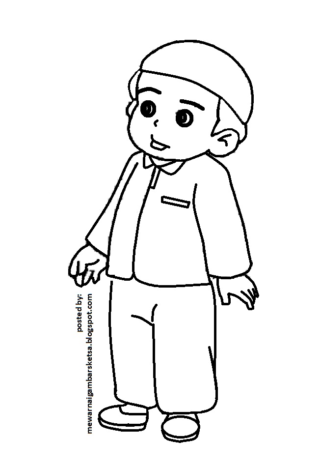 Mewarnai Gambar: Mewarnai Gambar Sketsa Kartun Anak Muslim 29
