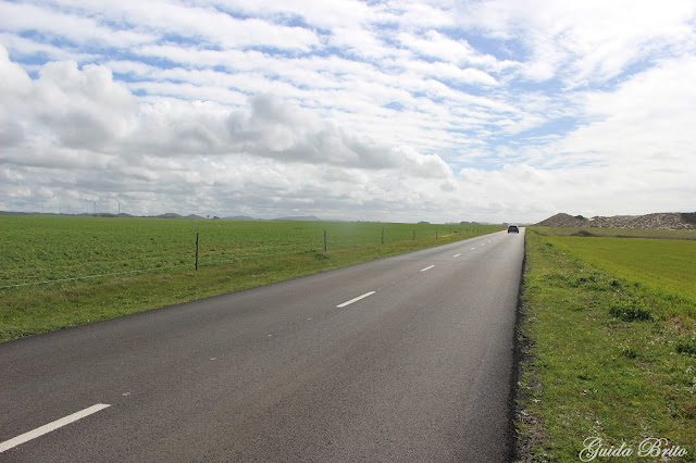 Estrada, verde e céu