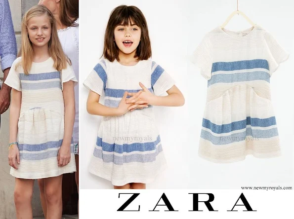 Princess Leonor wore ZARA Kids Striped flounce dress