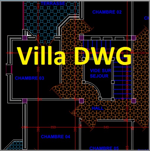 Villa dwg - 3 plans Autocad architecturals