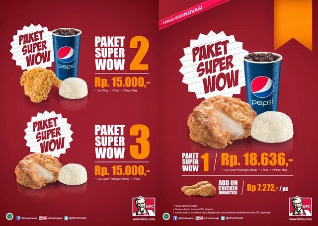 Menu dan Harga Paket KFC Super Wow Terbaru 2014 Daftar Harga Menu