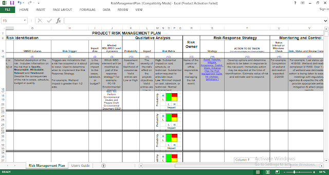 Risk Analysis and Management Plan Excel template