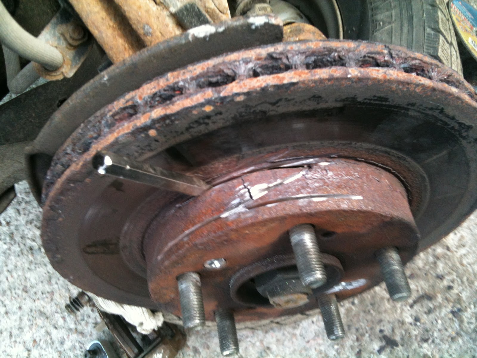 At Grommit's garage Removing stubborn brake rotors