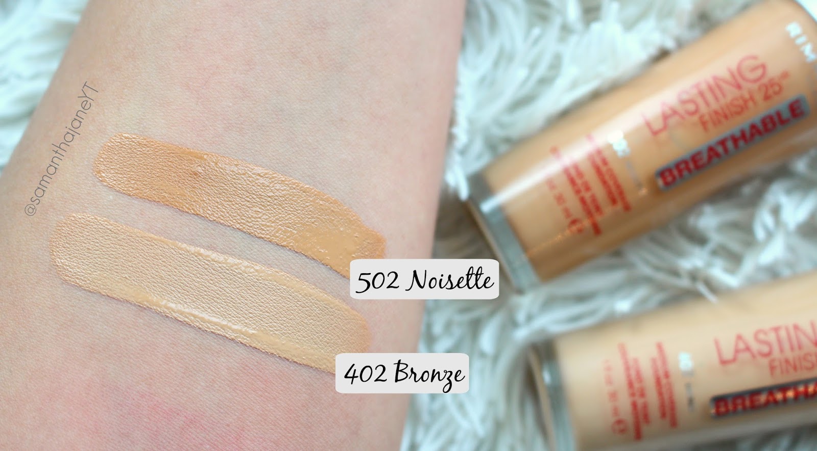 Samantha Jane Rimmel Lasting Finish Breathable Foundation Review/Swatches