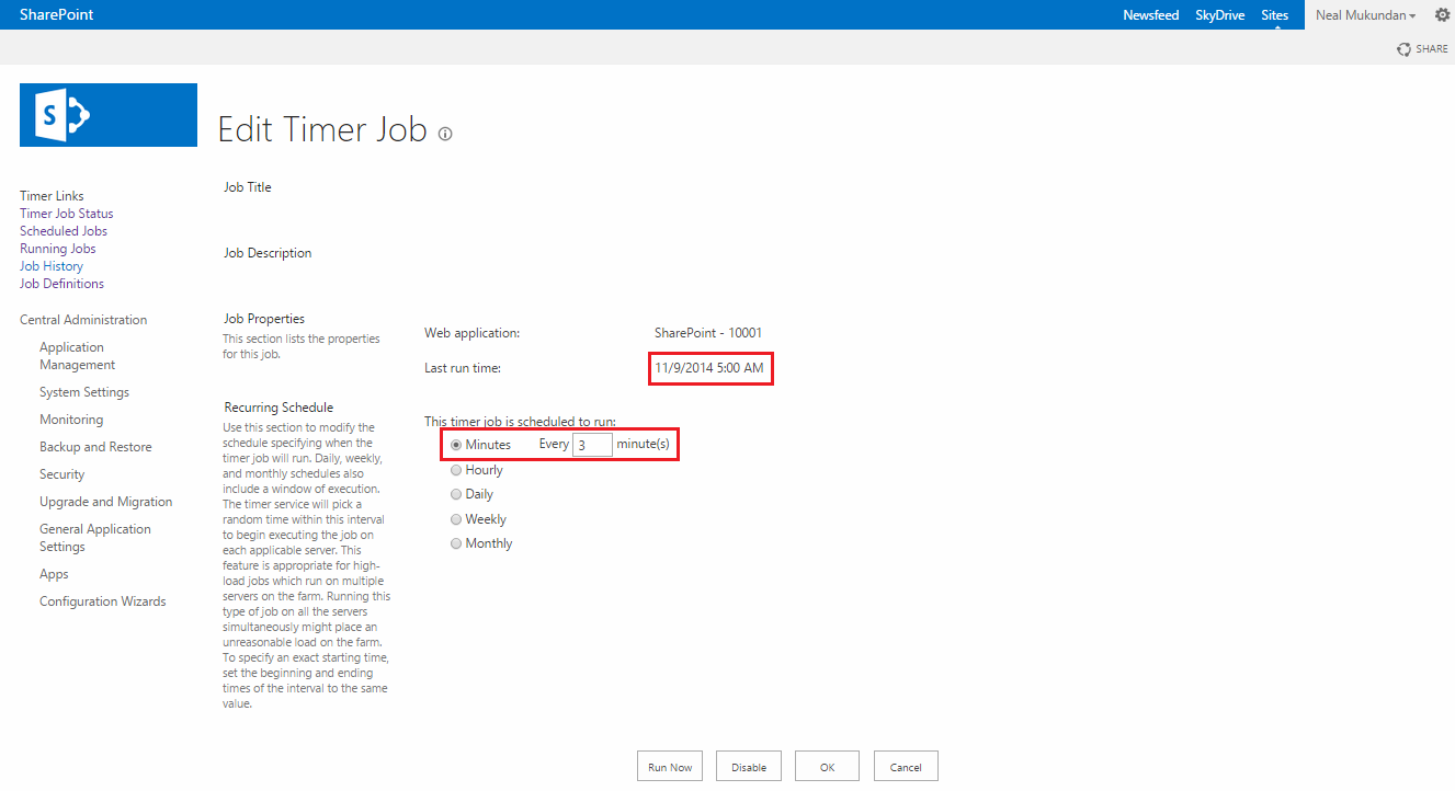 Neal Mukundan SharePoint 2013 Creating Custom Timer Jobs