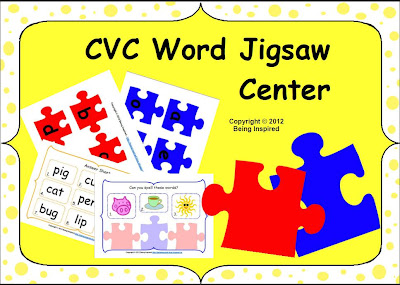 CVC word jigsaw puzzle literacy center