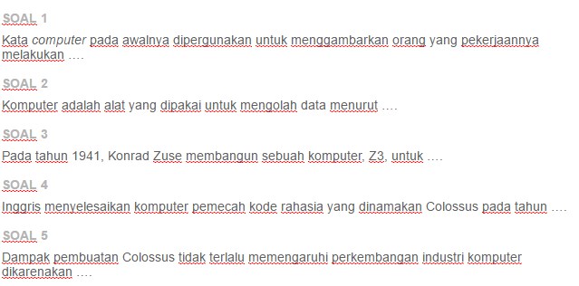 Contoh Soal Perkembangan Komputer  Jegeristik